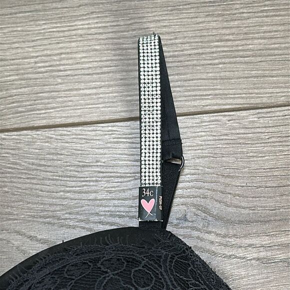 Victoria’s Secret Very Sexy Shine Bombshell Push Up Black Lace Corset Bra 34C - Picture 4 of 10